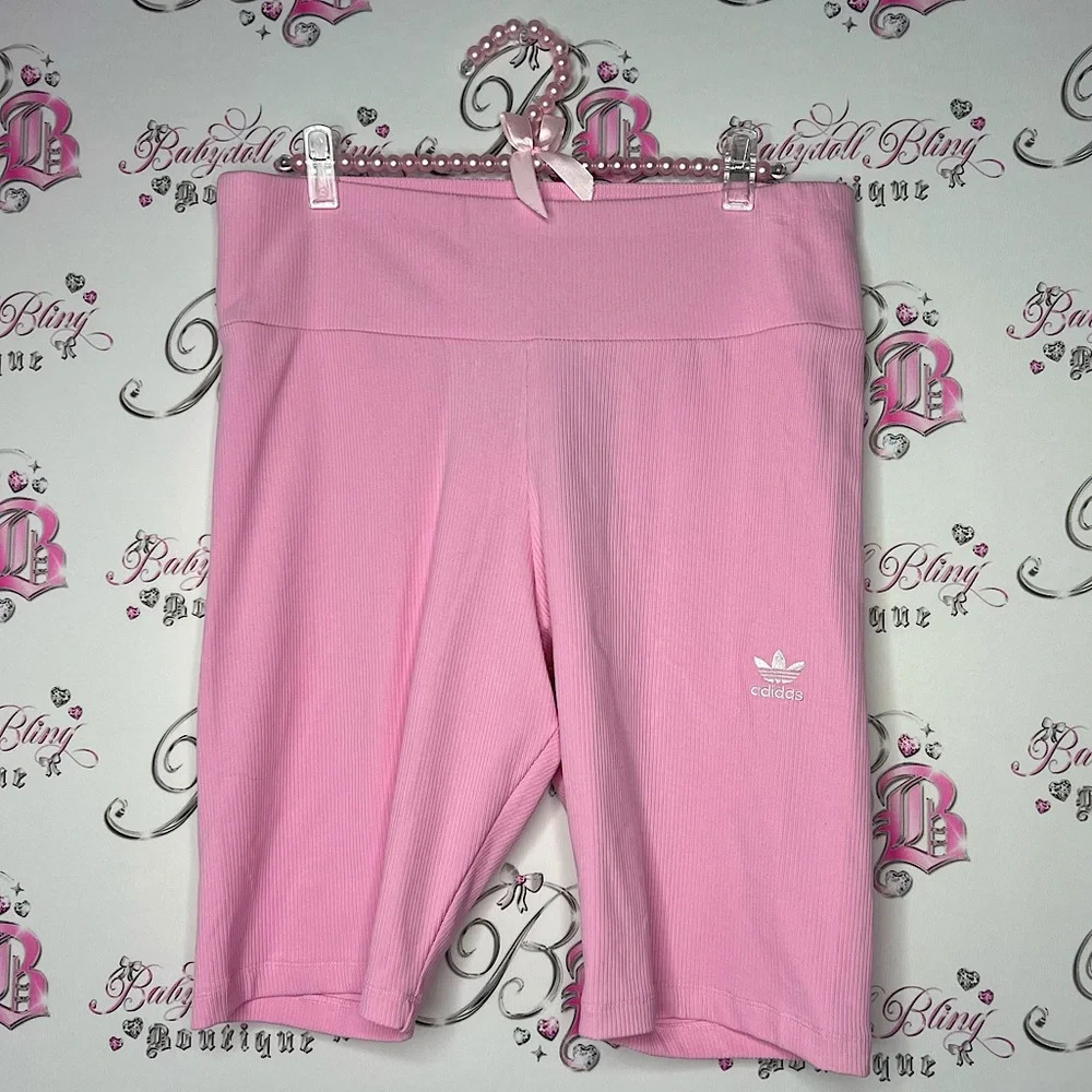 Adidas shorts BRAND NEW WITH  TAGS bubble gum pink stretchy ribbed cute biker